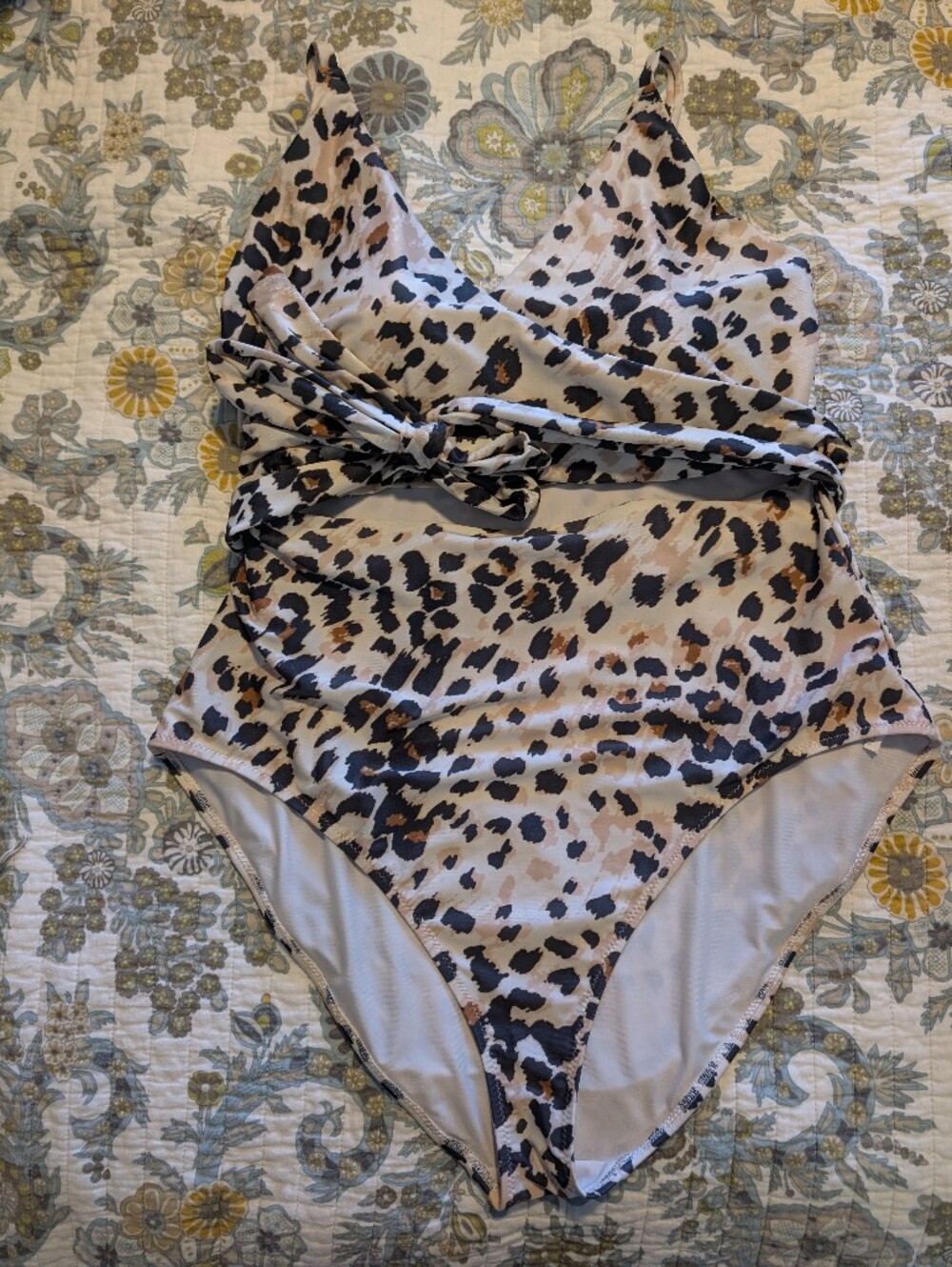 Aerie Leopard Print Cutout One Piece Swimsuit XL Full Coverage
